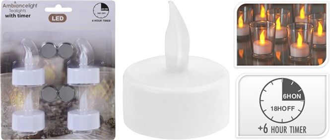 Hovedbilde Telys LED 4pk m/timer