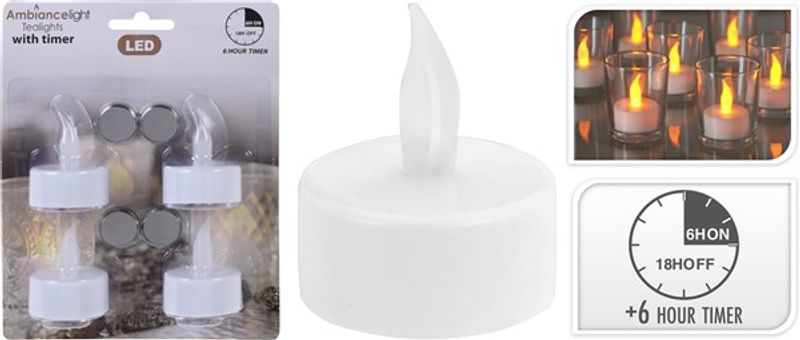 TELYS LED 4PK M/TIMER