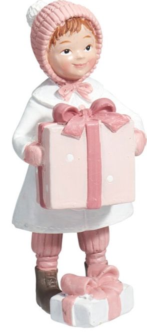 Hovedbilde Julefigur rosa med pakke