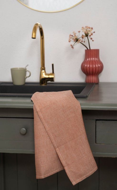 Kjøkkenhåndkle bambus og bomull 2pk cashew brown