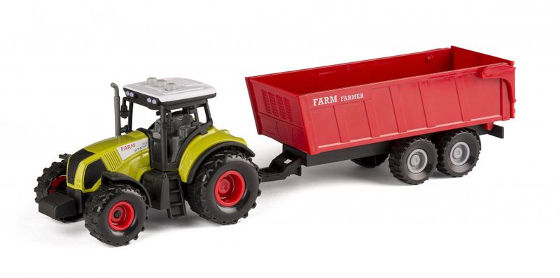 Traktor med rød henger