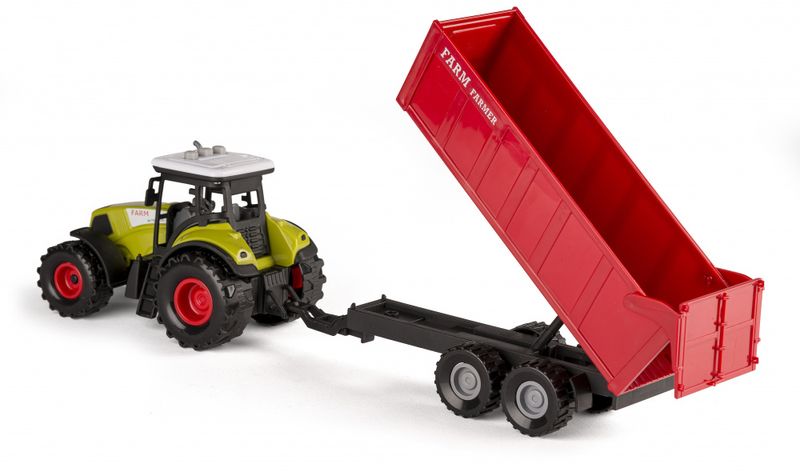 Traktor med rød henger