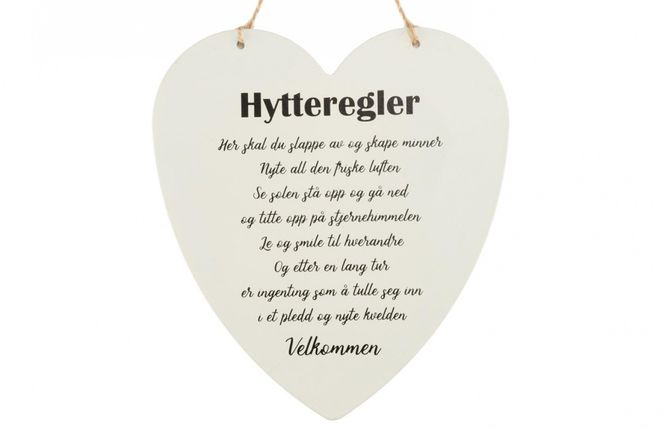 Hovedbilde Metallskilt hjerte Hytteregler 16x17cm