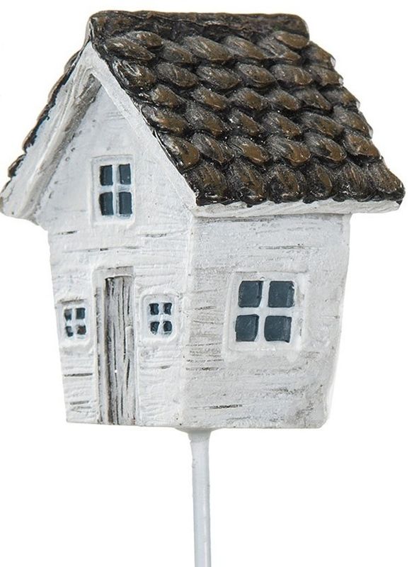 Hus på pinne 3x4cm Brunt tak