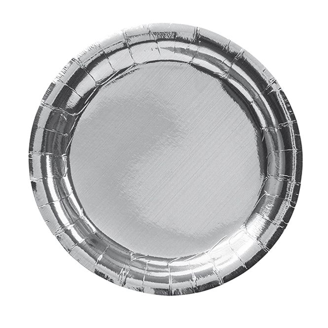 Hovedbilde Papptallerken Metallic sølv 18.5cm 8pk