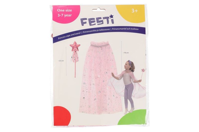 Prinsesse cape og tryllestav 3-7år