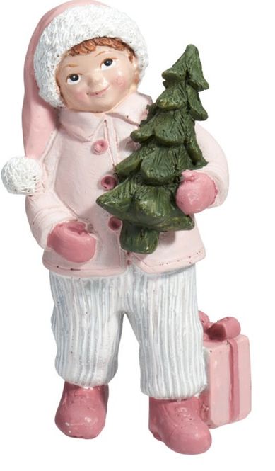 Hovedbilde Julefigur rosa med tre