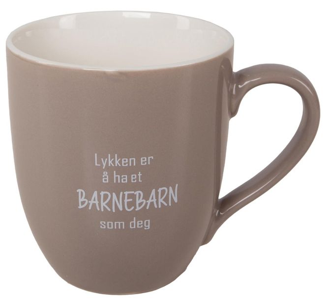 Hovedbilde Krus Lykken...barnebarn beige m/hvit tekst
