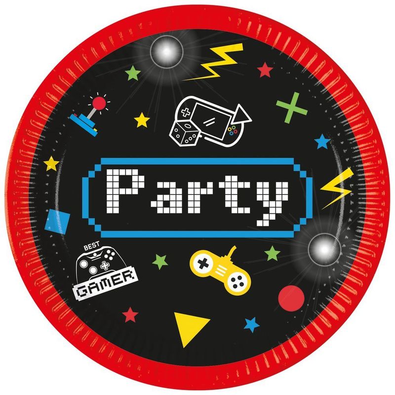 Papptallerken Gaming Party 23cm 8pk