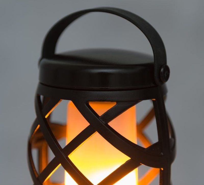 Lanterne flammelykt sort i plast, batteri