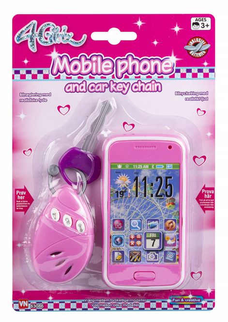 Hovedbilde Mobiltelefon og bilnøkler Lys Rosa