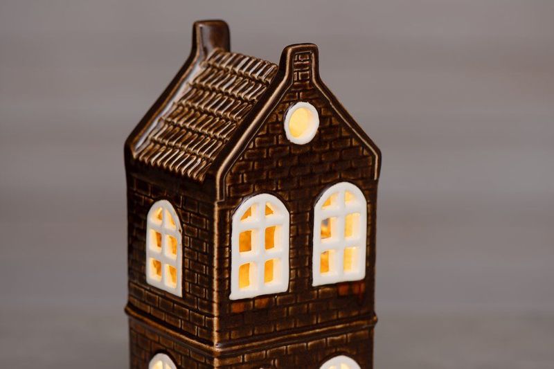 Hus  LED lanterne Århus brun 21cm