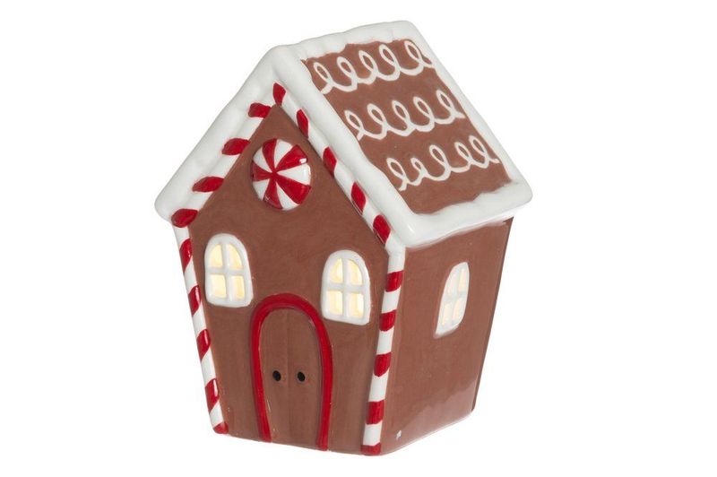 Pepperkakehus med Varmhvit LED-lys H: 11,5cm