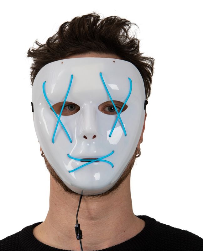 Maske hvit LED blå