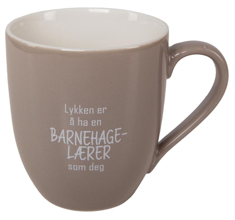 Krus Lykken...barnehagelærer beige m/hvit tekst