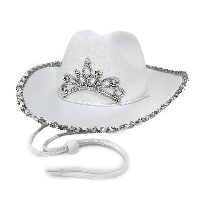 Hovedbilde Cowboyhatt Hvit med glitter