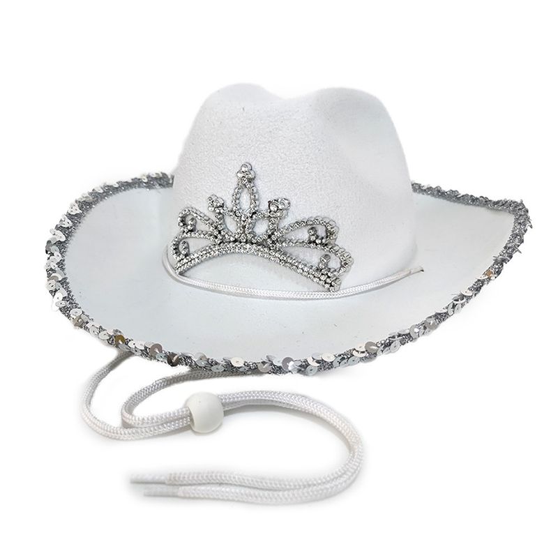 Cowboyhatt Hvit med glitter