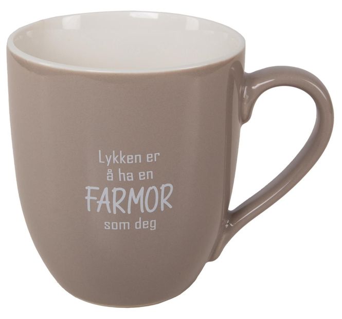 Hovedbilde Krus Lykken..farmor beige m/hvit tekst
