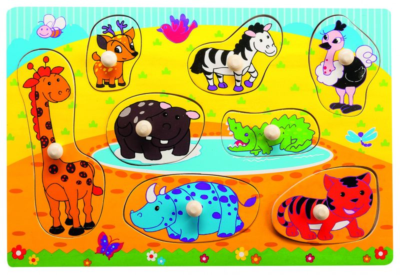 Puslespill med treknapper. For barn under 3 år. 3 ass 
