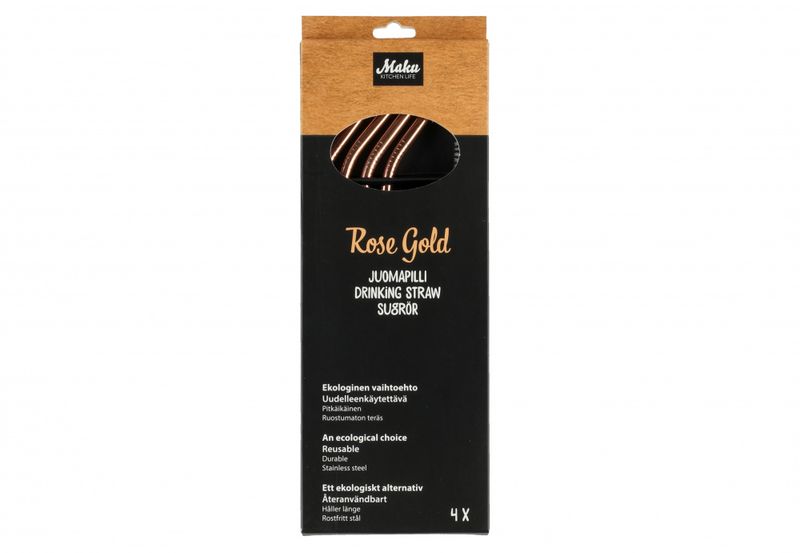 Maku Sugerør i rustfritt stål. 4pk. 3 ass.farger
