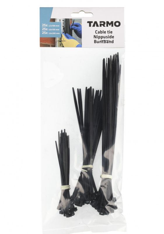Kabelstrips 3x25 stk i ass størrelse