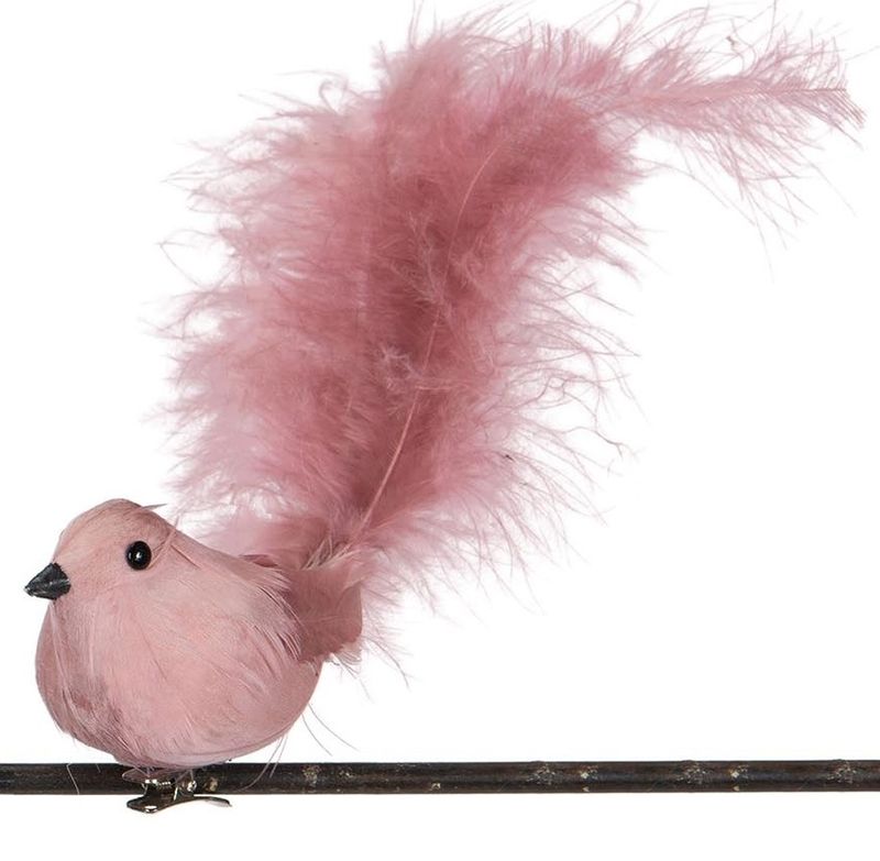 Fugl med klype12cm 2ass rosa