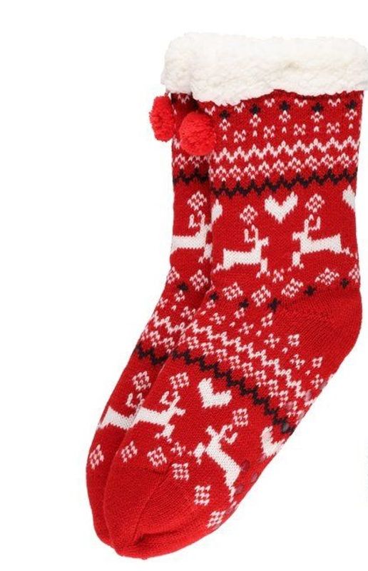 Julesokker med plysj innside, 2 ass, voksen, one size