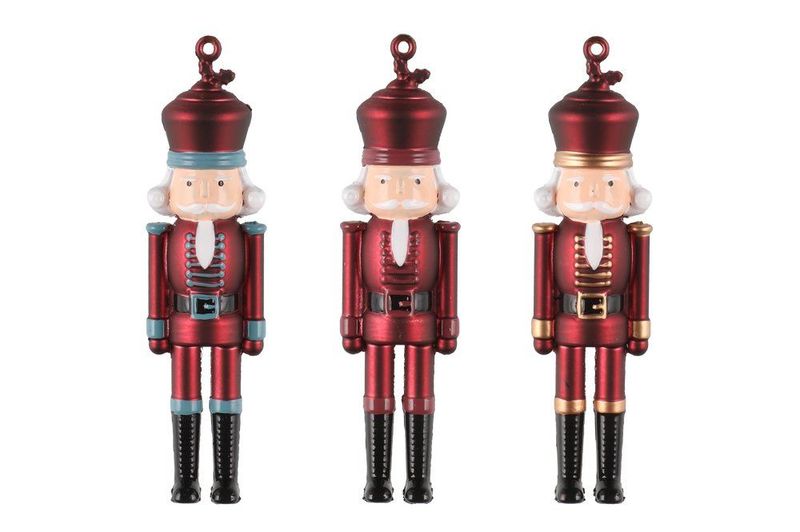 Juletrekule nøtteknekker H: 11cm, 3pk, ass farger