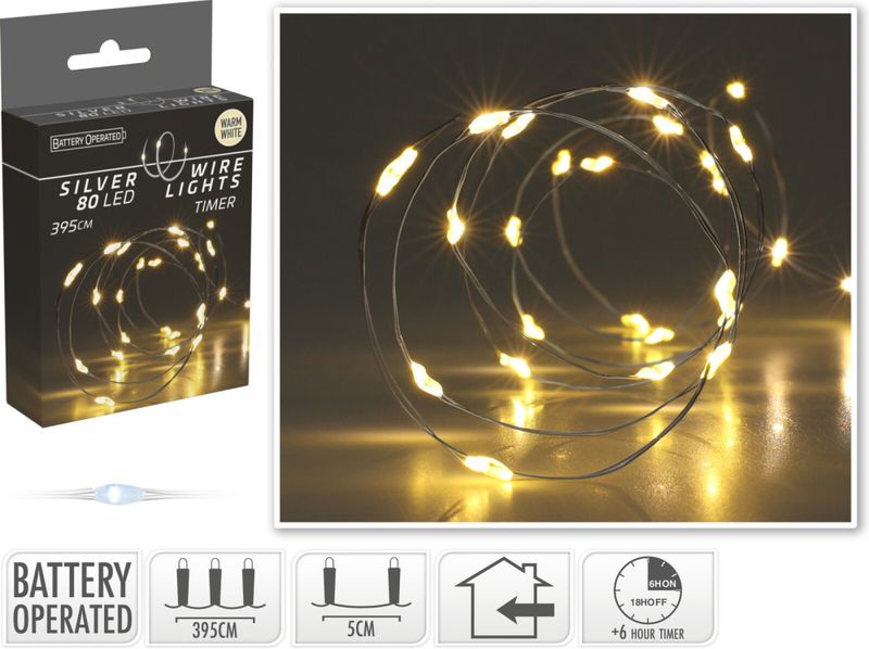 Lyslenke sølv wire LED80