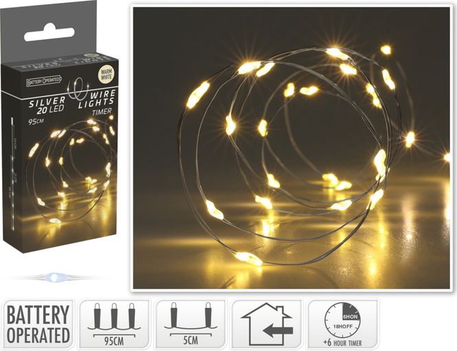 Hovedbilde Lyslenke sølv wire LED20