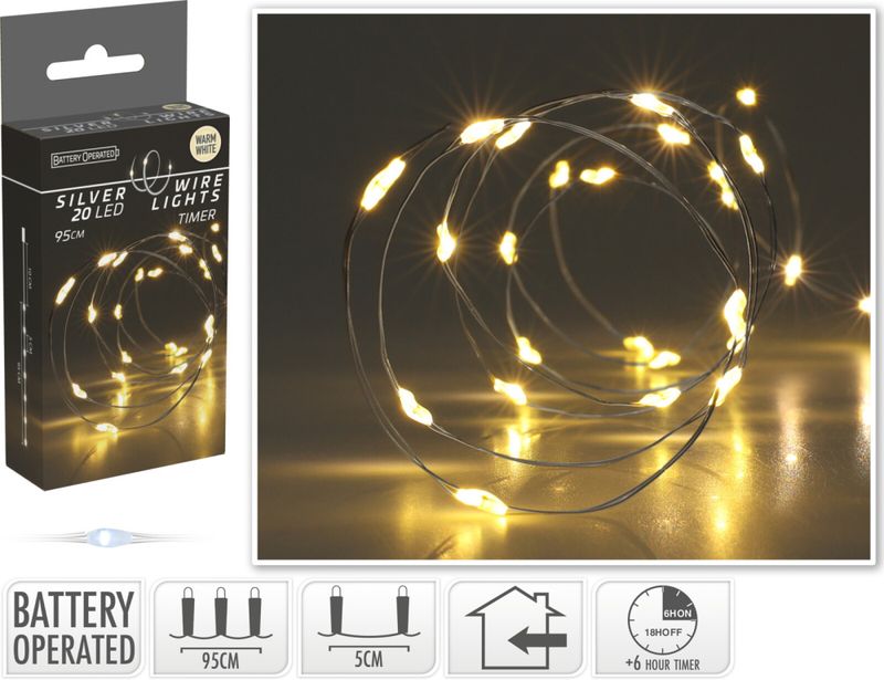 Lyslenke sølv wire LED20