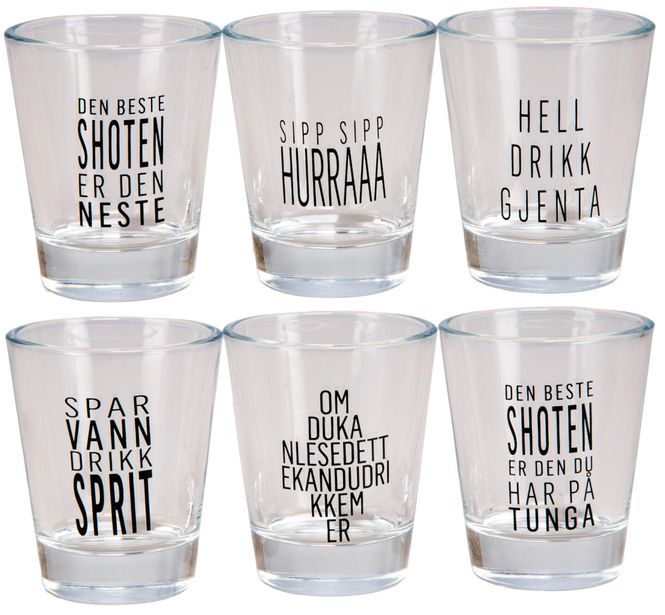 Hovedbilde Shotglass med gutta-tekster